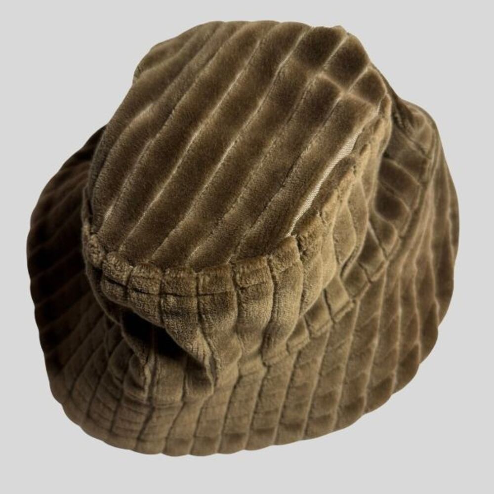 ROOTS Brown Velvet Feel Corduroy Bucket Hat | Cottagecore Retro Fall Winter